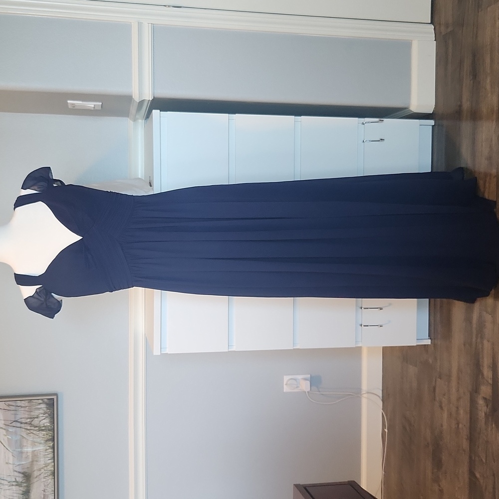 Chiffon Goddess Dress in dark blue
